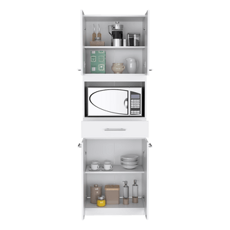 Módulo Microondas Delfi, Blanco, con Cuatro Puertas Abatibles y Amplio Espacio Para Almacenamiento