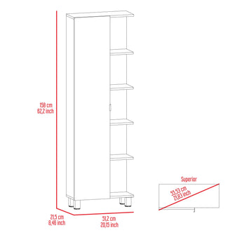 Estantería de Baño Mulán, Blanco, con Cinco Entrepaños  ZF