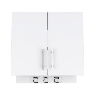 Mueble Auxiliar de Aseo Sotavento, Blanco, Colgador de Escobas y Dos Entrepaños ZF