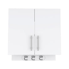 Mueble Auxiliar de Aseo Sotavento, Blanco, Colgador de Escobas y Dos Entrepaños ZF