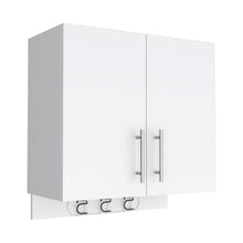 Mueble Auxiliar de Aseo Sotavento, Blanco, Colgador de Escobas y Dos Entrepaños ZF