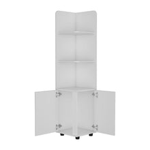 Mueble Esquinero Malibu, Blanco, con dos puertas abatibles y patas metalicas ZF