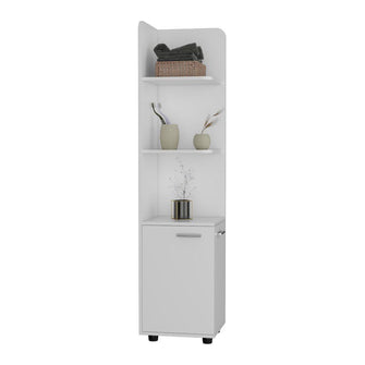 Mueble Esquinero Malibu, Blanco, con dos puertas abatibles y patas metalicas ZF