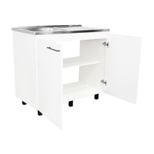 Gabinete Inferior Cantabria, Blanco, con Dos Puertas Abatibles y Mesón Derecho ZF