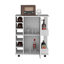 Bar Cart Argus, Blanco Duqueza, con espacio para ubicar copas y rodachines ZF