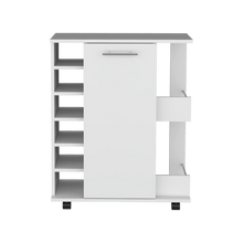 Bar Cart Argus, Blanco Duqueza, con espacio para ubicar copas y rodachines ZF