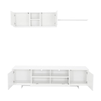 Mesa Para Tv Abni, Blanco, incluye Mueble Superior