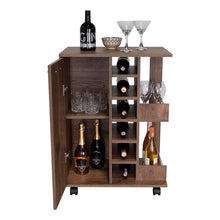 Bar Cart Argus, Nogal, con rodachines