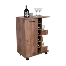 Bar Cart Argus, Nogal, con rodachines