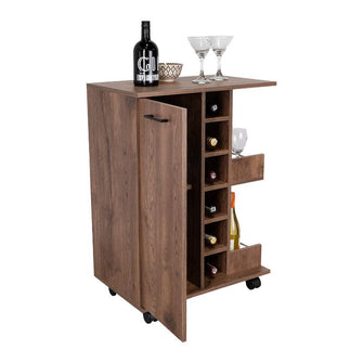 Bar Cart Argus, Nogal, con rodachines