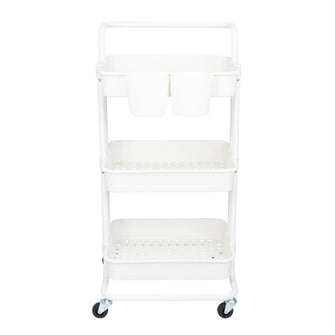 Mueble Auxiliar Multiusos Rolling, Blanco, con Tres niveles y Rodachines Para Su Fácil Desplazamiento