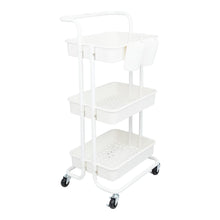 Mueble Auxiliar Multiusos Rolling, Blanco, con Tres niveles y Rodachines Para Su Fácil Desplazamiento