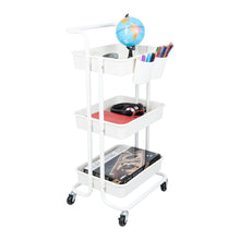 Mueble Auxiliar Multiusos Rolling, Blanco, con Tres niveles y Rodachines Para Su Fácil Desplazamiento