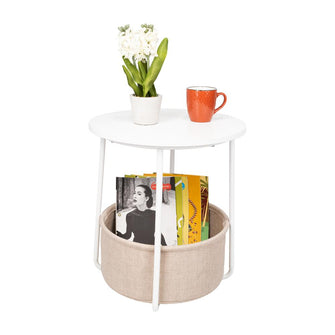 Mesa Auxiliar Kley, Blanco, Ideal Para Espacios Reducidos