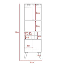 Bar Alto Lara, Caoba y Blanco Nevado, con Amplio Espacio Porta Copas y Patas de Acero