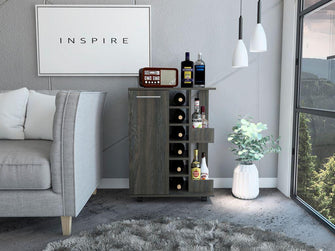 Bar Cart Argus, Grafito, con Espacio Para Botellas y Porta Copas