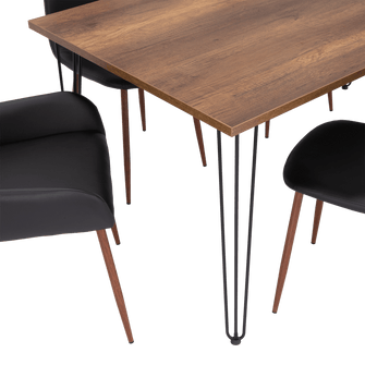 Combo Comedor Vimeno, Cobre, Wengue y Café Claro, Incluye Comedor y 6 Sillas