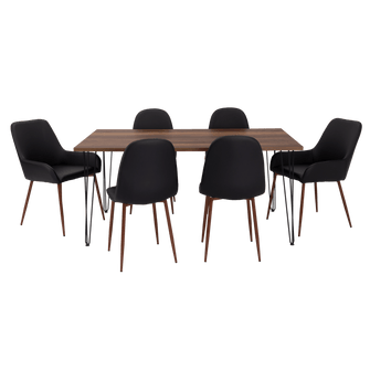 Combo Comedor Vimeno, Cobre, Wengue y Café Claro, Incluye Comedor y 6 Sillas