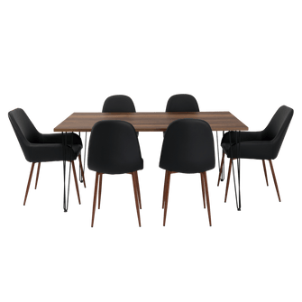 Combo Comedor Vimeno, Cobre, Wengue y Café Claro, Incluye Comedor y 6 Sillas