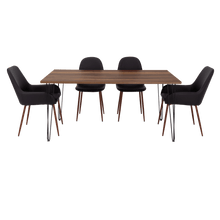 Combo Comedor Vimeno, Cobre, Wengue y Café Claro, Incluye Comedor y 6 Sillas