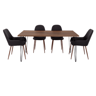Combo Comedor Vimeno, Cobre, Wengue y Café Claro, Incluye Comedor y 6 Sillas