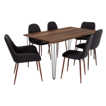 Combo Comedor Vimeno, Cobre, Wengue y Café Claro, Incluye Comedor y 6 Sillas