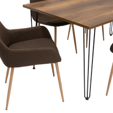 Combo Comedor Vimeno, Cobre, Chocolate y Café Claro, Incluye Comedor y 6 Sillas