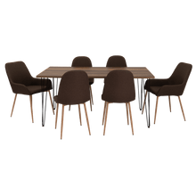 Combo Comedor Vimeno, Cobre, Chocolate y Café Claro, Incluye Comedor y 6 Sillas