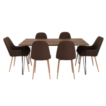 Combo Comedor Vimeno, Cobre, Chocolate y Café Claro, Incluye Comedor y 6 Sillas