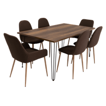 Combo Comedor Vimeno, Cobre, Chocolate y Café Claro, Incluye Comedor y 6 Sillas