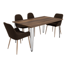 Combo Comedor Vimeno, Cobre, Chocolate y Café Claro, Incluye Comedor y 6 Sillas