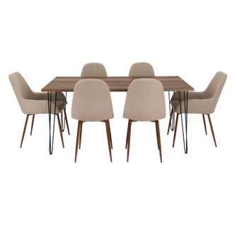 Combo Comedor Vimeno, Cobre, Café Claro y Chocolate, Incluye Comedor y 6 Sillas