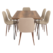 Combo Comedor Vimeno, Cobre, Café Claro y Chocolate, Incluye Comedor y 6 Sillas