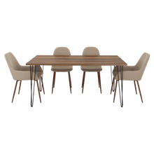 Combo Comedor Vimeno, Cobre, Café Claro y Chocolate, Incluye Comedor y 6 Sillas