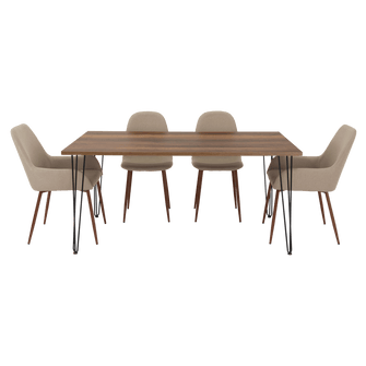 Combo Comedor Vimeno, Cobre, Café Claro y Chocolate, Incluye Comedor y 6 Sillas
