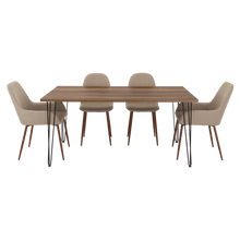 Combo Comedor Vimeno, Cobre, Café Claro y Chocolate, Incluye Comedor y 6 Sillas