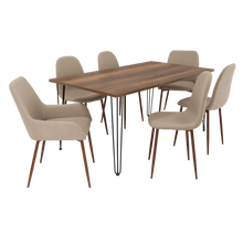 Combo Comedor Vimeno, Cobre, Café Claro y Chocolate, Incluye Comedor y 6 Sillas