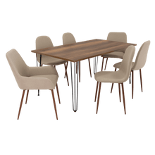 Combo Comedor Vimeno, Cobre, Café Claro y Chocolate, Incluye Comedor y 6 Sillas
