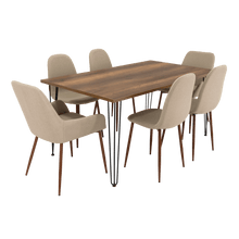 Combo Comedor Vimeno, Cobre, Café Claro y Chocolate, Incluye Comedor y 6 Sillas