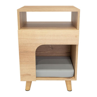 Mesa de Noche Yersi, Café Claro, con espacio para tu mascota X2