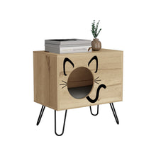 Mueble Auxiliar Fultón, Café Claro, con Patas En Acero y Espacio Para Tu Mascota