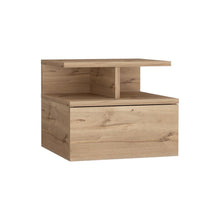 Mesa de Noche Flotante Nube, Café Claro, con un Cajón y División de dos Entrepaños X2