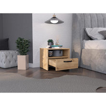 Mesa de Noche Oliveri, Café Claro, con un cajón