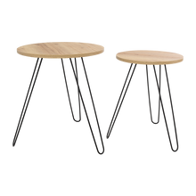 Mesa Auxiliar Zumba, Café Claro, con Patas Metálicas Ideal Para Ubicar Objetos Decorativos