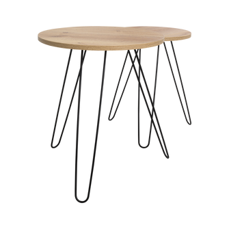 Mesa Auxiliar Zumba, Café Claro, con Patas Metálicas Ideal Para Ubicar Objetos Decorativos