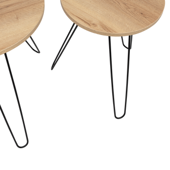 Mesa Auxiliar Zumba, Café Claro, con Patas Metálicas Ideal Para Ubicar Objetos Decorativos