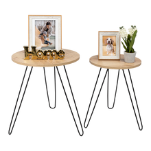 Mesa Auxiliar Zumba, Café Claro, con Patas Metálicas Ideal Para Ubicar Objetos Decorativos