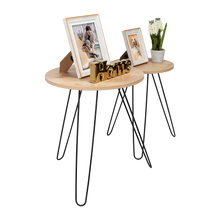 Mesa Auxiliar Zumba, Café Claro, con Patas Metálicas Ideal Para Ubicar Objetos Decorativos