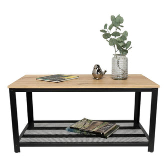 Mesa de Centro Dusty, Café Claro, con Estructura Metálica Negra