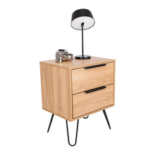 Mesa de Noche Ali, Fresno Europeo y Wengue, con Dos Cajoneras ZF